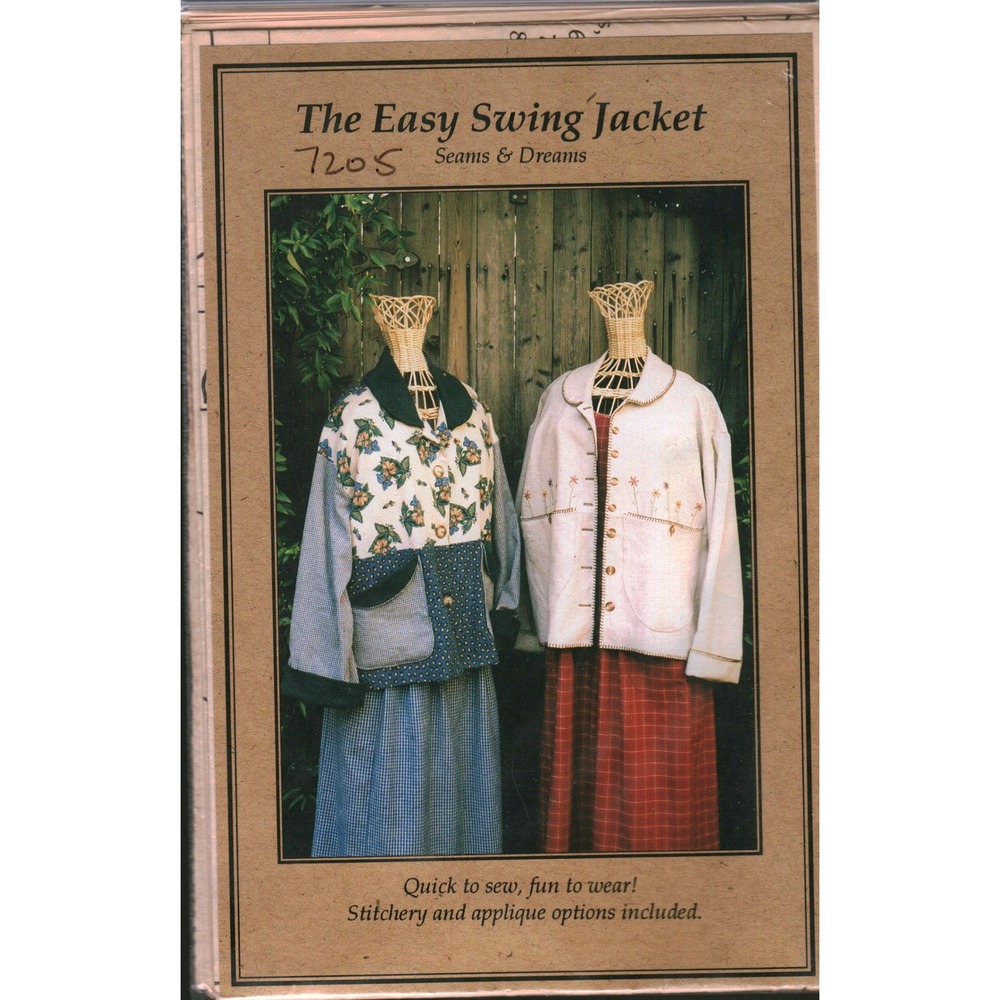 Seams‎ & Dreams 7205 The Easy Swing Jacket Sewing Pattern Sizes S-L SND204
